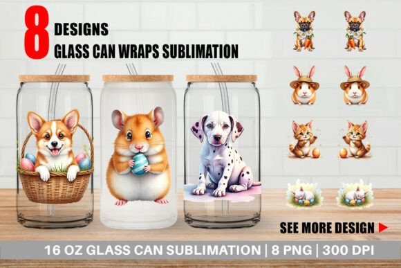 Download Watercolor Easter Pet Glass Can Wrap - Watercolor easter Collection
