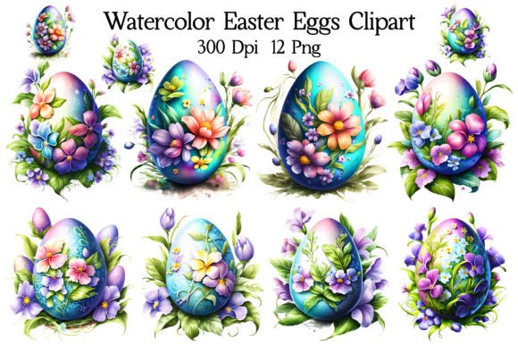 Download Watercolor Easter Eggs Clipart - Watercolor easter Collection