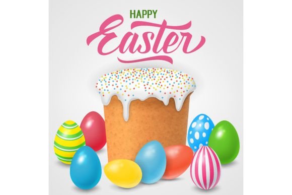 Download Happy Easter Lettering with Colored Eggs - Egg Collection