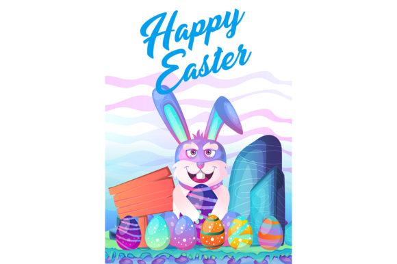 Download Happy Easter Bunny with Colored Eggs - Egg Collection