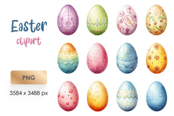 Download Watercolor Easter Eggs Clipart PNG - Watercolor easter Collection