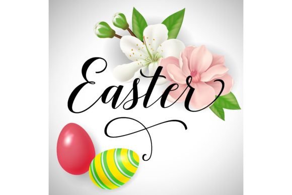Download Easter Lettering with Colored Eggs and B - Egg Collection