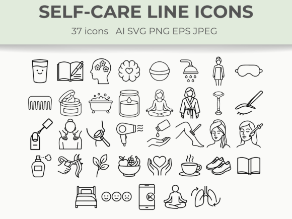 Download Self-Care Line Icons – Wellness &amp; Beauty - Icons Collection