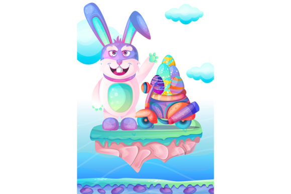 Download Happy Easter Bunny with Colored Eggs - Egg Collection