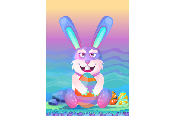 Download Happy Easter Bunny with Colored Eggs - Egg Collection