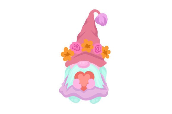 Download Mothers Day Gnome with Flower Crown and Heart - Premium Resources