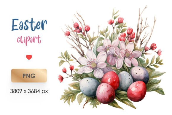 Download Flower Eggs Watercolor Easter Clipart - Watercolor easter Collection
