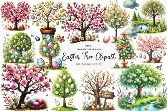 Download Watercolor Easter Tree Clipart - Watercolor easter Collection
