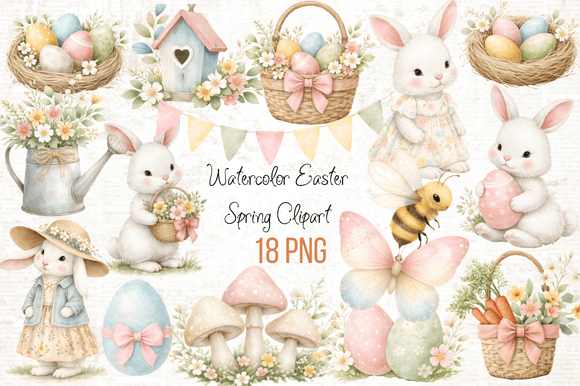 Download Watercolor Easter Spring Clipart PNG - Watercolor easter Collection