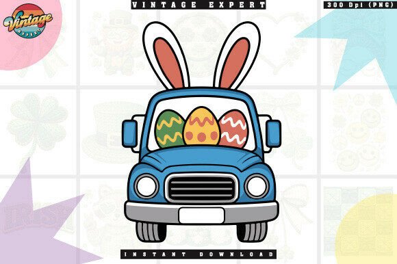 Download Easter Bunny Truck with Eggs Cute Tshirt - Egg Collection