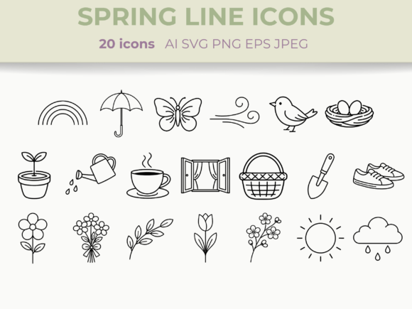 Download Spring Line Icons Set Nature Floral SVG - Icons Collection