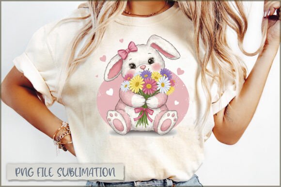 Download Funny Bunny with Flowers PNG - Premium Resources