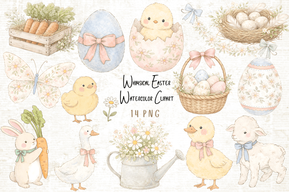 Download Whimsical Easter Watercolor Clipart - Premium Resources