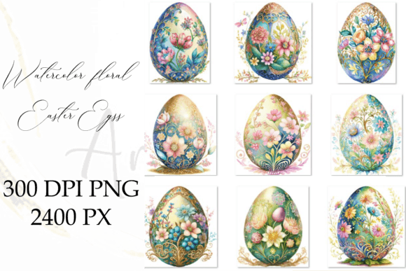 Download Watercolor Floral Easter Eggs - Egg Collection
