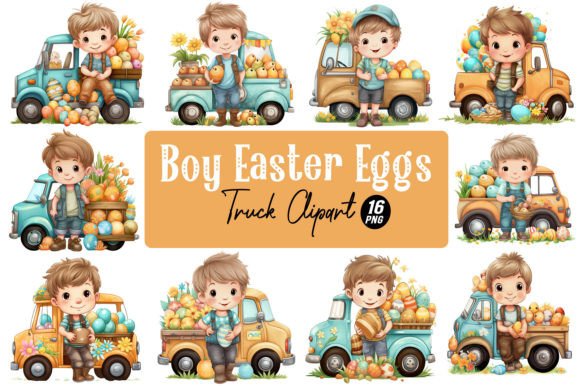 Download Boy Easter Eggs Truck Clipart - Egg Collection