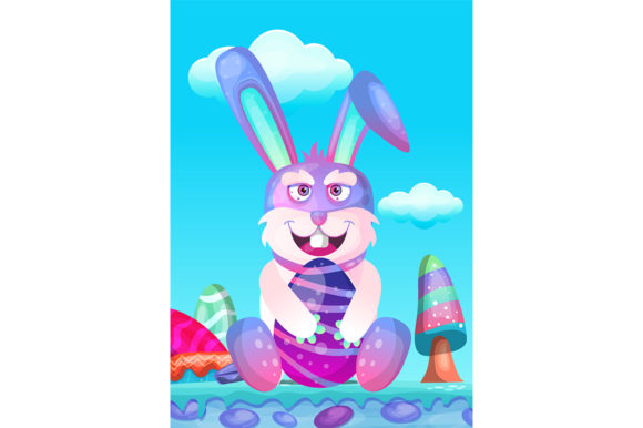 Download Happy Easter Bunny with Colored Eggs - Egg Collection