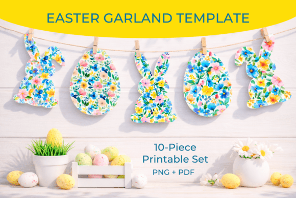 Download Easter Garland Printable Set, Bunny, Egg - Egg Collection