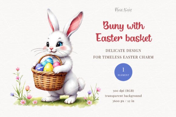 Download Vintage White Bunny with Easter Eggs - Egg Collection