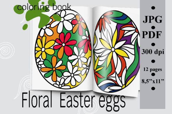 Download Floral  Easter Eggs Coloring Book PDF - Egg Collection