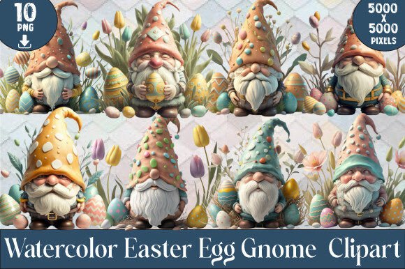 Download Watercolor Easter Egg Gnome Clipart - Watercolor easter Collection