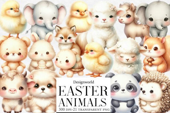 Download Watercolor Easter Animals Clipart - Watercolor easter Collection