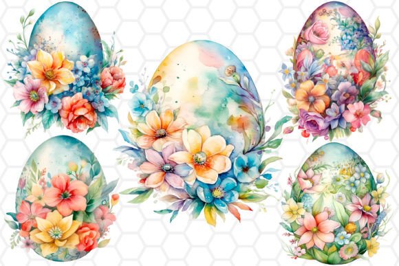 Download Watercolor Floral Easter Eggs Cliparts - Egg Collection