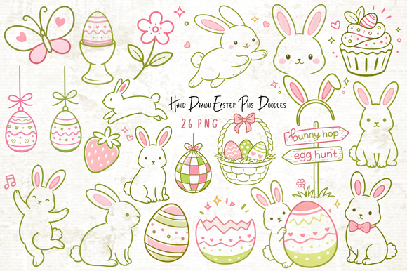 Download Hand Drawn Easter PNG Doodles - Premium Resources
